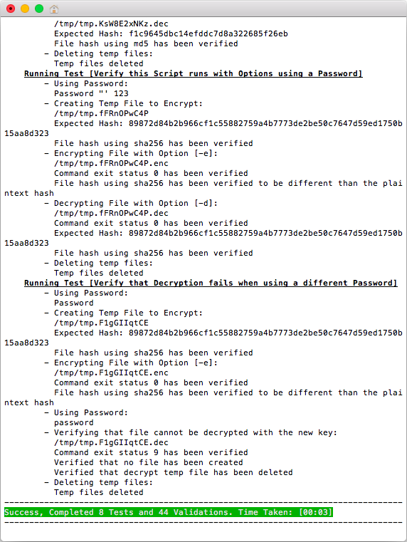 Bash Unit Testing Result