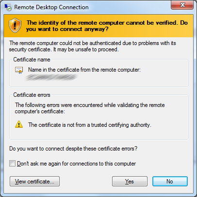 Alerta Remote Desktop Connection (RDC)