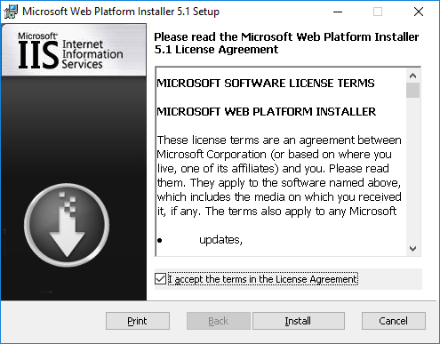 Web Platform Installer Wizard