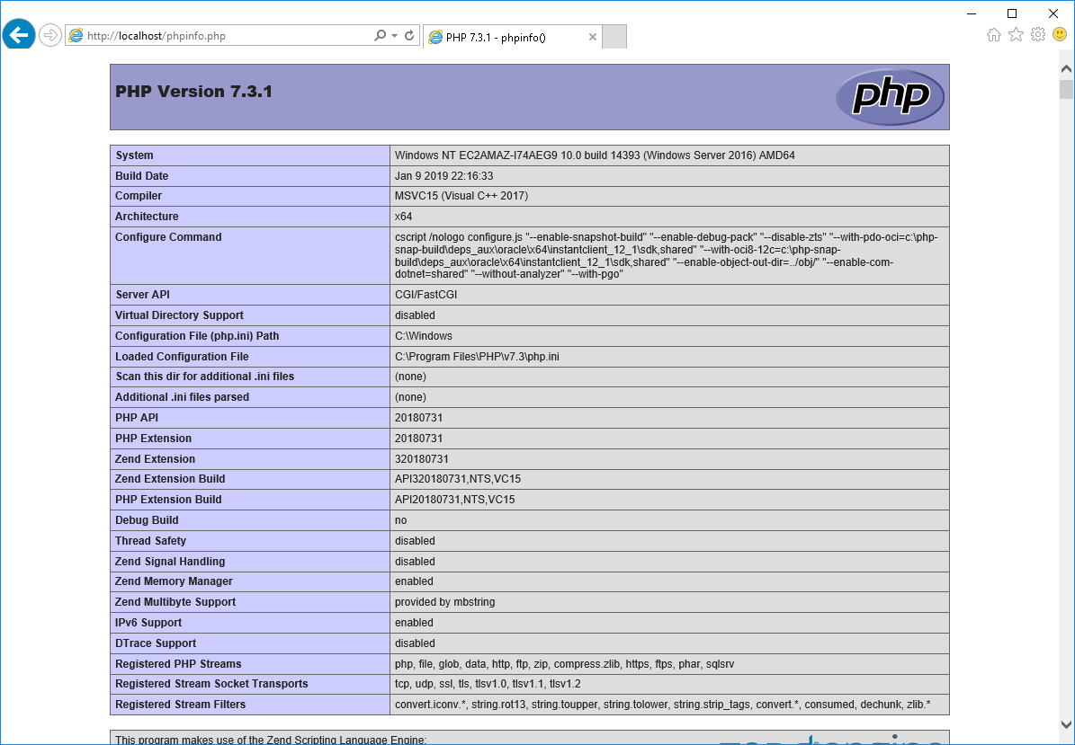 View phpinfo File